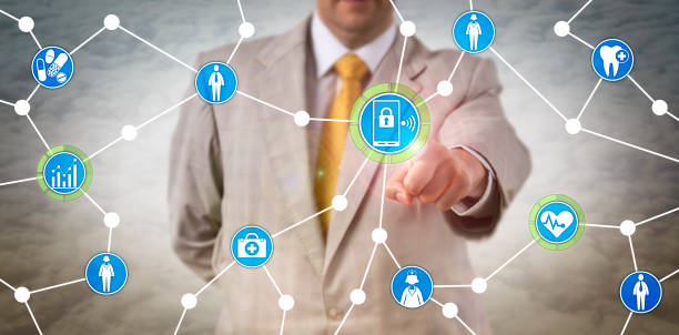 istock Healthcare Manager Exchanging Data Via Mobile 895802140
