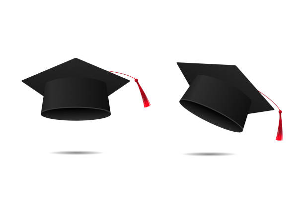istock Vector set of realistic isolated graduation caps on the white background for photo decoration and covering. Concept of education, graduation and back to school. 895805606