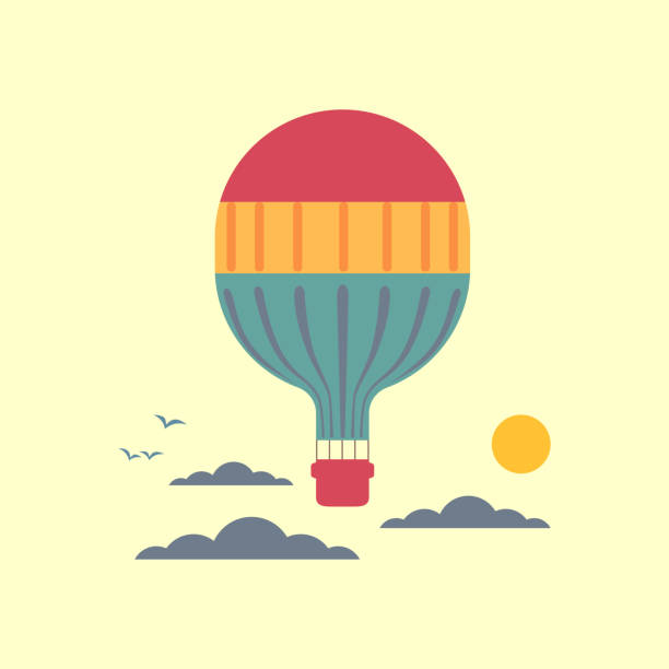illustrations, cliparts, dessins animés et icônes de montgolfière icône de - balloon moving up child flying