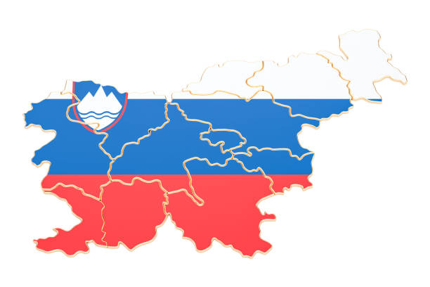 Map of Slovenia, 3D rendering isolated on white background