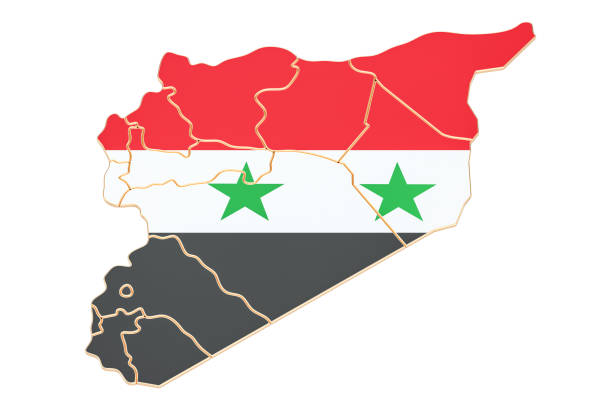 Map of Syria, 3D rendering isolated on white background
