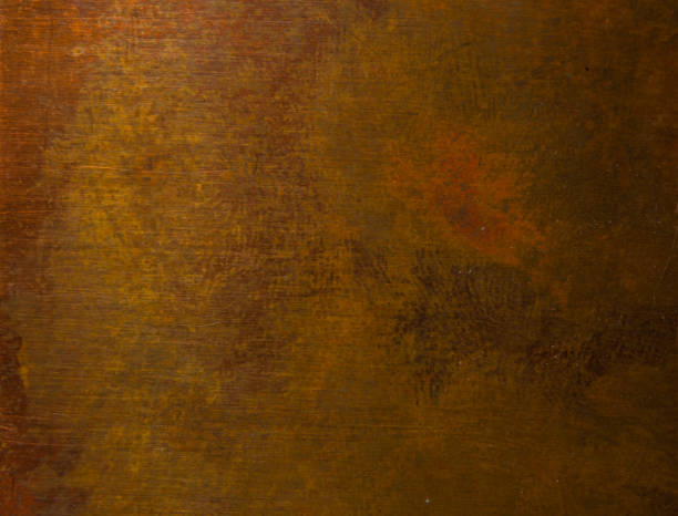 istock Aged copper plate texture, old worn metal background. 895813516