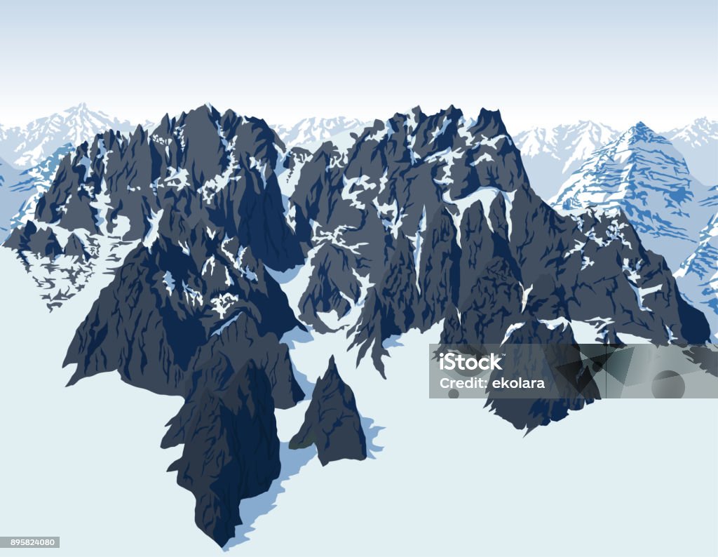 vector alps mountains background Alaska - US State stock vector