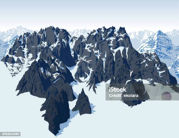 Vector Alps Mountains Background Stock Illustration - Download Image Now - Alaska - US State, Mountain, Landscape - Scenery