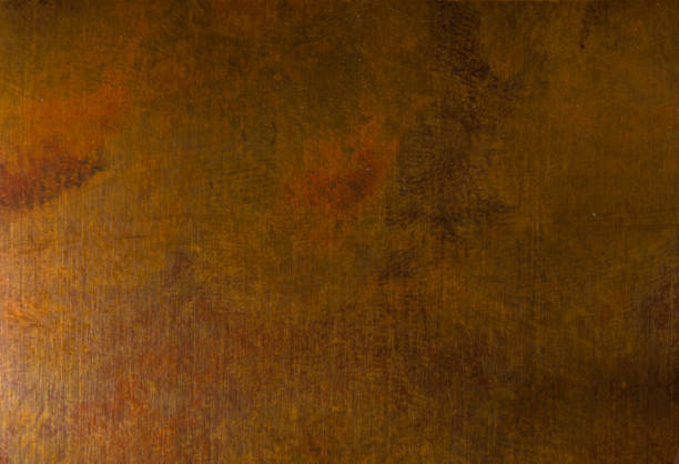 istock Aged copper plate texture, old worn metal background. 895829674