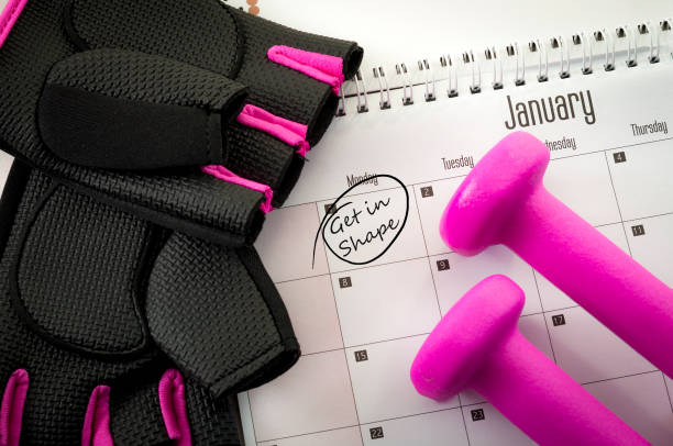 risoluzione di capodanno e voglia di entraree - dieting planning calendar event foto e immagini stock