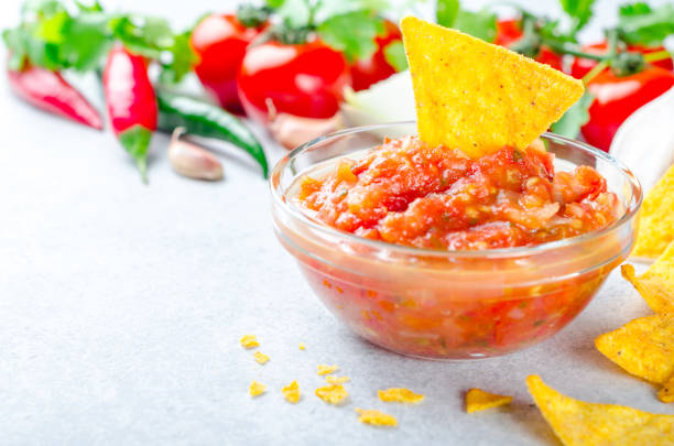 istock Traditional mexican homemade salsa sauce with ingredients, tomat 895834462
