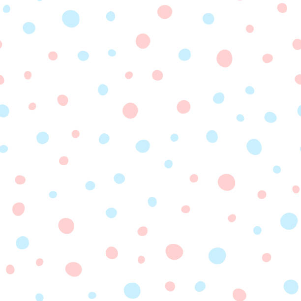 Pink and blue round spots on white background. Cute seamless pattern. Irregular polka dots. Drawn by hand. Pink and blue round spots on white background. Cute seamless pattern. Irregular polka dots. Drawn by hand. Coloured vector illustration. baby stock illustrations