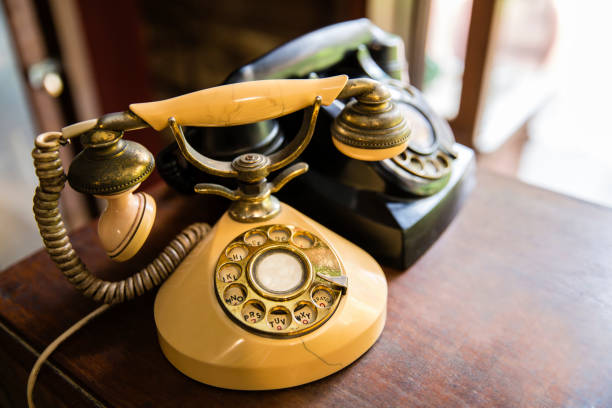 Antique Victorian-Style Rotary Telephone Sitting on Table