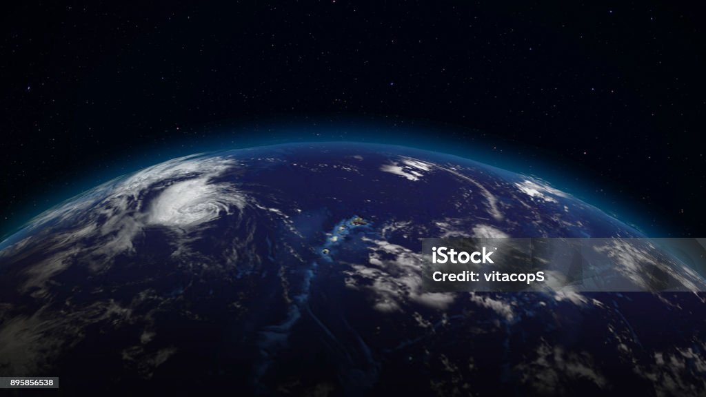 3D rendering planet Earth from space against the background of the star sky 3D rendering Earth from space against the background of the starry sky. Shadow and illuminated side of the planet with cities Globe - Navigational Equipment Stock Photo