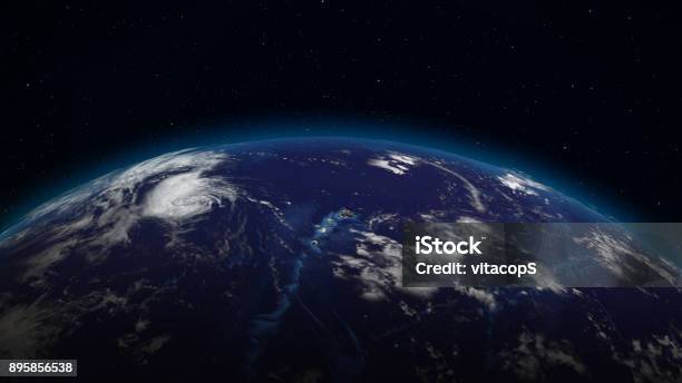 3d Rendering Planet Earth From Space Against The Background Of The Star Sky Stock Photo - Download Image Now