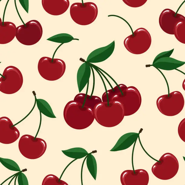 Vector illustration of Cherry seamless pattern