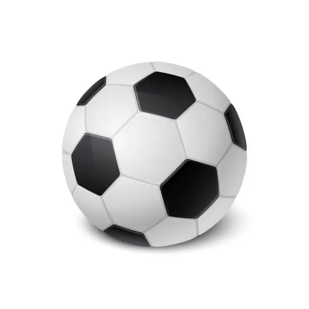 Vector illustration of Realistic vector Soccer ball icon closeup isolated on white background. Design template of Sports Equipment for app, web etc. Clipart, mockup etc