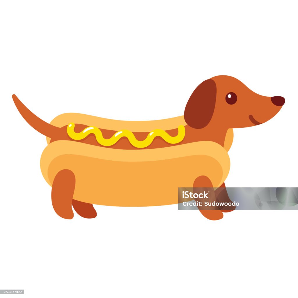 Hot-Dog-Dackel-Welpen - Lizenzfrei Dackel Vektorgrafik