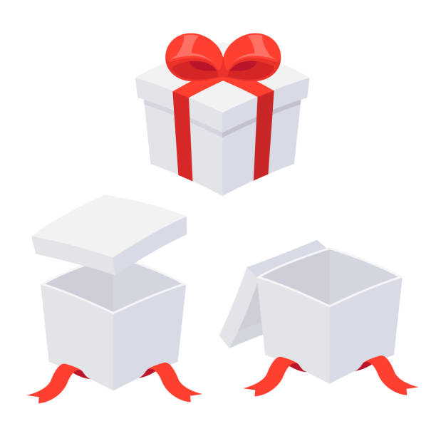 オープン ギフト ボックス セット - gift box christmas present birthday present three dimensional点のイラスト素材／クリップアート素材／マンガ素材／アイコン素材