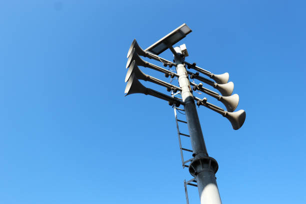 istock trumpet-shaped speaker against the sky 895897750