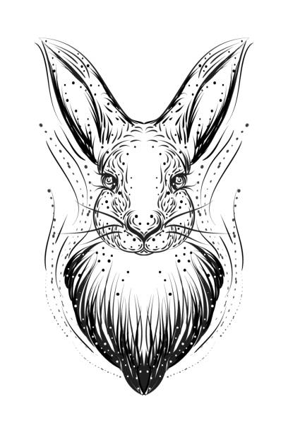 Can be used as easter greeting card, phone case, tattoo, coloring book illustration.