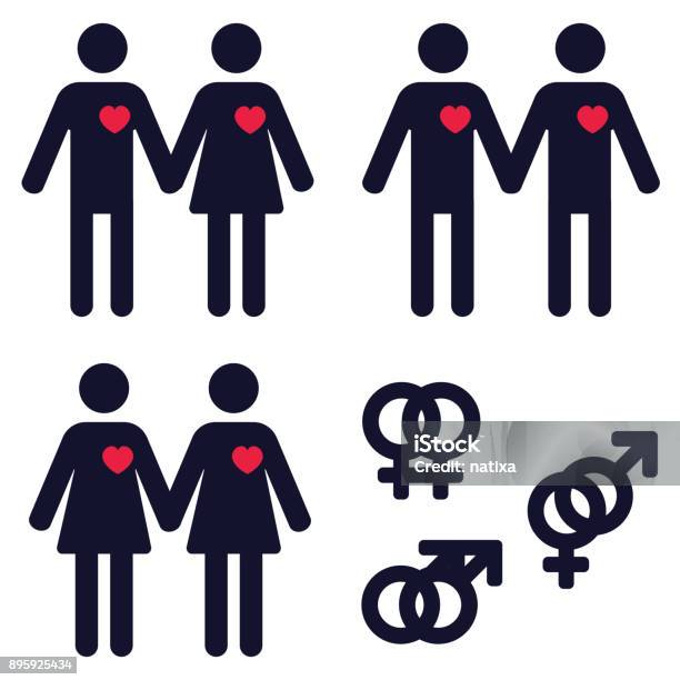 Vetores de Variedades De Amor e mais imagens de Casal Gay - Casal Gay, Casal Heterossexual, Lésbica