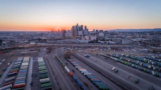 istock Aerial Industrial Container Yard Los Angeles 895960108