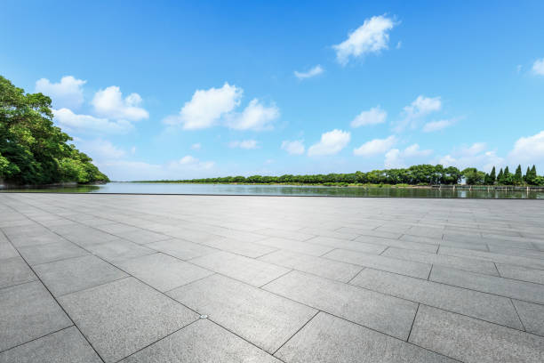 istock empty square and nature landscape under the blue sky 895966658