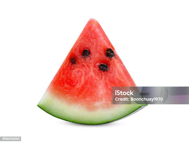 Sliced Fresh Watermelon Isolated On White Background Stock Photo - Download Image Now