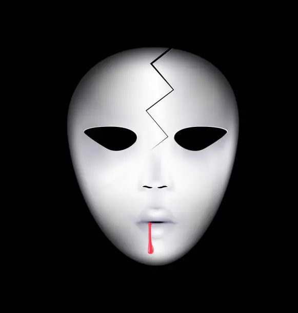 Vector illustration of mask of broken face