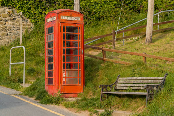 istock Telephone booth & bench in Tresaith, Wales, UK 896029328