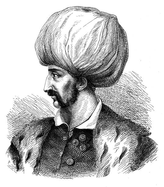 Suleiman the Magnificent, sultan of the Ottoman Empire illustration of  Suleiman the Magnificent, sultan of the Ottoman Empire sultan stock illustrations