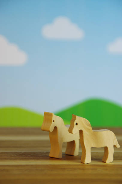 istock Wooden horses toys 896032552