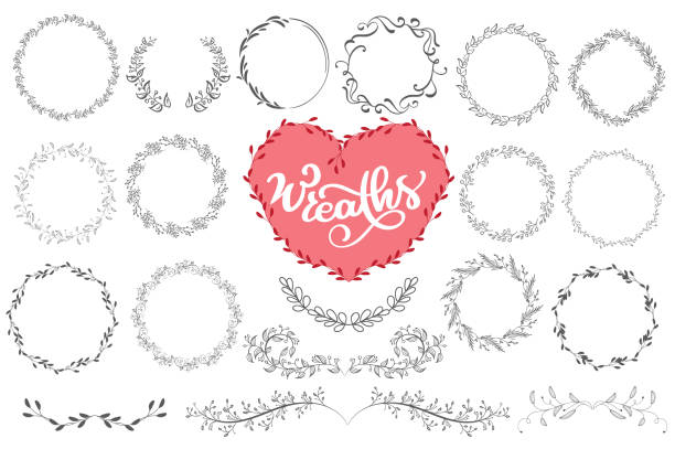 Laurels and wreaths hand drawn vector illustration. Design elements for invitations, greeting cards, quotes, blogs, posters and more, holiday invitations, photo overlays, t-shirt print, flyer,, mug, pillow. Perfect For Wedding Frames Hand drawn vector illustration - Laurels and wreaths. Design elements for invitations, greeting cards, quotes, blogs, posters and more. Perfect For Wedding Frames. competition round illustrations stock illustrations