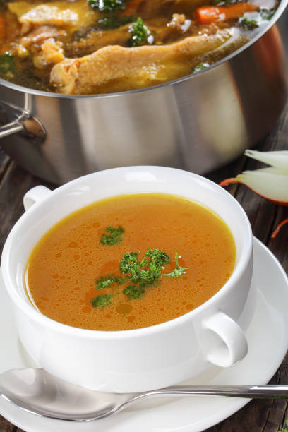 istock delicious Chicken broth inn a cup 896045698