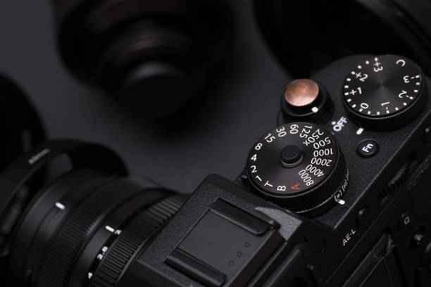 istock Details of professional digital camera, Camera buttons close up 896046150
