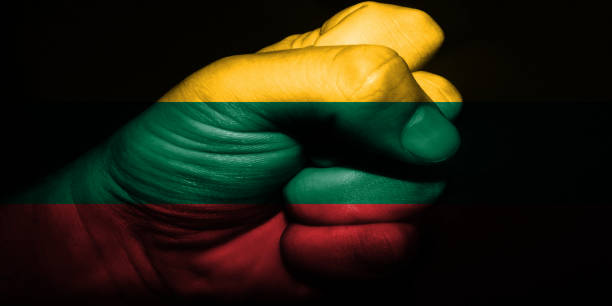 istock National flags with punch figure on the black background 896049458