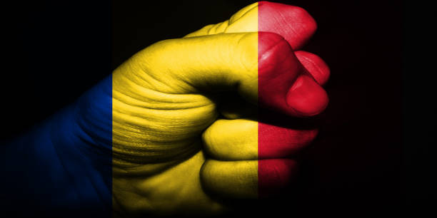 istock National flags with punch figure on the black background 896049486