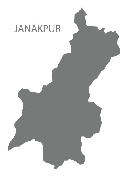 illustrazioni stock, clip art, cartoni animati e icone di tendenza di mappa janakpur della forma silhouette dell'illustrazione grigia del nepal - janakpur