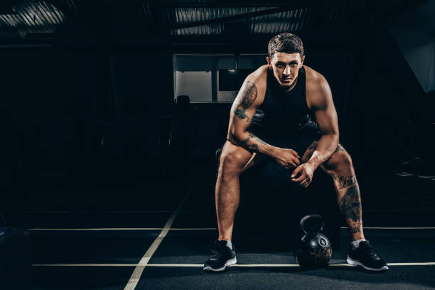 istock Athletic sportsman in gym 896052782