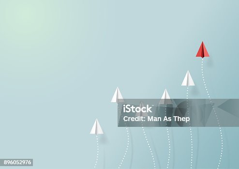 istock Paper airplane with form of graph 896052976