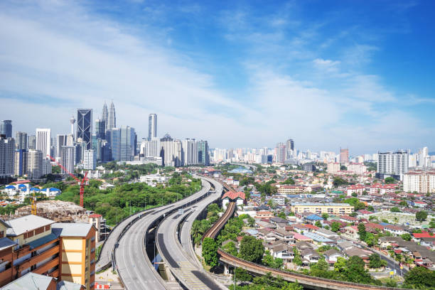istock elevated road through modern city in cloud sky 896058134