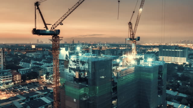 Day to Night Time lapse of Construction Site