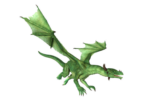 istock 3D rendering green fantasy dragon on white 896062260