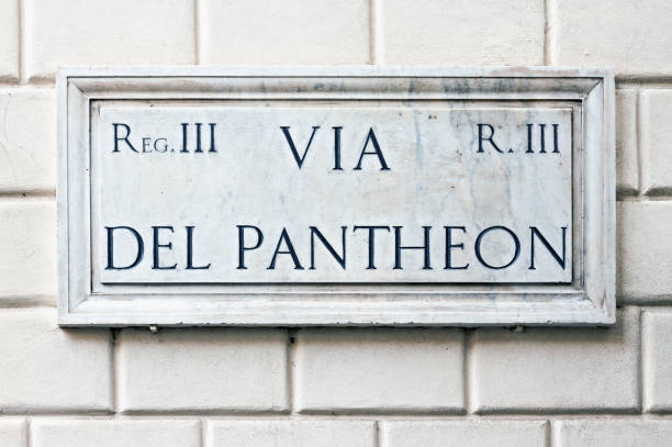 istock Typical marble street name sign in Rome 896076268