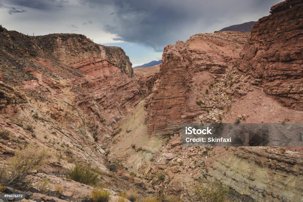 Canyon of Rio Calchaqui, Puente del Diabolo, La Poma. Travelling through province of Salta, Andes, Argentina, South America. Adventure Stock Photo