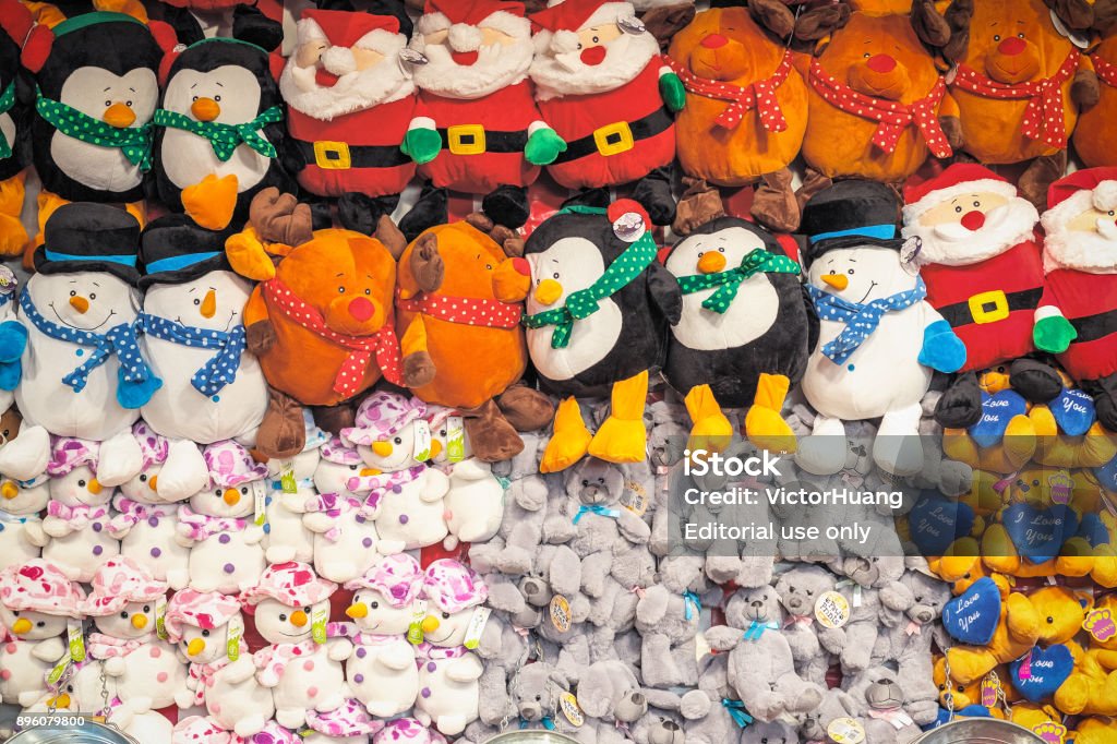 Assorted Stuffed Toys On Display Awarded As Wining Prizes At The Christmas  Funfair Winter Wonderland Stock Photo - Download Image Now - iStock