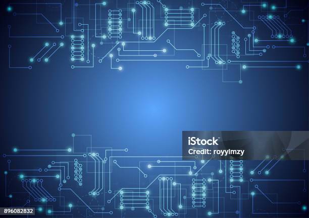 Sfondo Astratto Con Texture Del Circuito Stampato Tecnologico Illustrazione Elettronica Della Scheda Madre Concetto Di Comunicazione E Ingegneria Illustrazione Vettoriale - Immagini vettoriali stock e altre immagini di Chip del computer