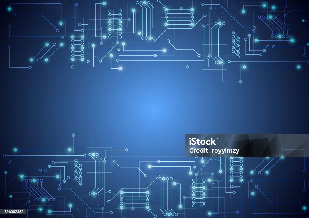 Abstract background with technology circuit board texture. Electronic motherboard illustration. Communication and engineering concept. Vector illustration Computer Chip stock vector