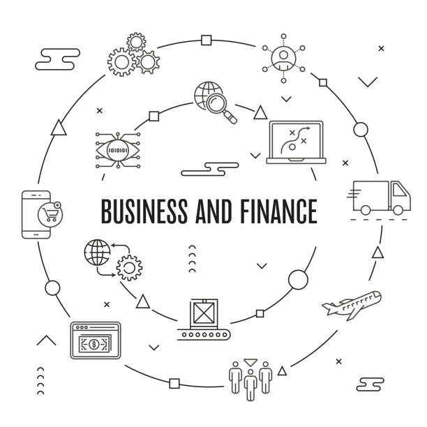 istock Business And Finance Circle Line Icon Set Concept 896083398