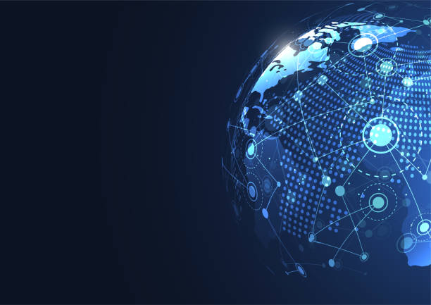 istock Global network connection. World map point and line composition concept of global business. Vector Illustration 896084002