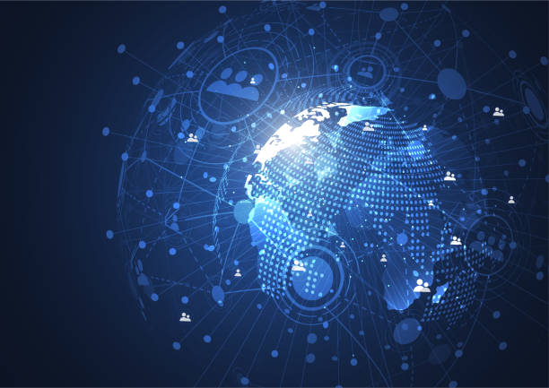 istock Global network connection. World map point and line composition concept of global business. Vector Illustration 896089038