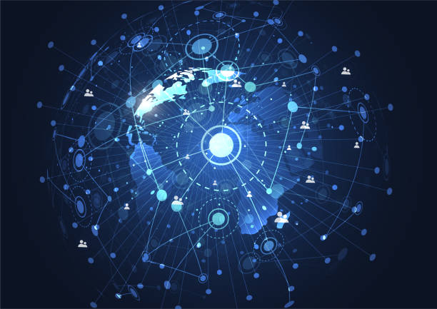 istock Global network connection. World map point and line composition concept of global business. Vector Illustration 896089194