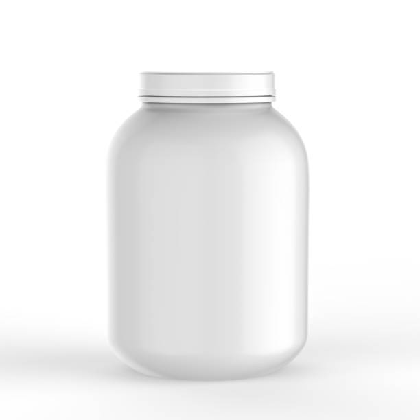 istock Protein or gainer powder container tub and jar ready for your design labels 896089282